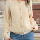 Bow Button Up Long Sleeve Cardigan - DAVERRI FASHIONS