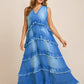 Raw Hem Layered Denim Maxi Dress - DAVERRI FASHIONS