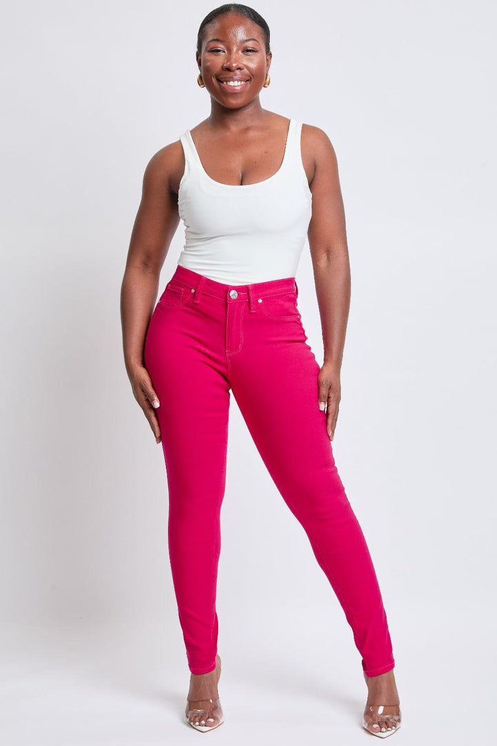 YMI Jeanswear Hyperstretch Mid-Rise Skinny Jeans Neon Pink Jeans