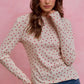 SO ME Ditsy Heart All Over Slub Rib Knit Valentine Top in cream with red hearts