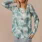 BiBi Variegated Tie Dye Rib V-Neck Top with Strapped - DAVERRI FASHIONS