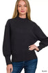 Zenana Viscose Mock Neck Exposed Seam Sweater - DAVERRI FASHIONS