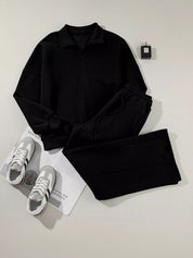 Drop Shoulder Zip Up Jacket and Drawstring Pants Active 2pcs Set | Loungewear Sets Daverri Fashions