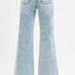 RISEN Full Size Tummy Control Low Rise Wide Leg Raw Cut Hem Jeans Plus Size Jeans