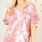 Heimish Full Size Ruffled Sleeve Tie Dye Top Plus Size