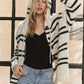ADORA Horizontal Stripes Hoodie Cardigan - DAVERRI FASHIONS