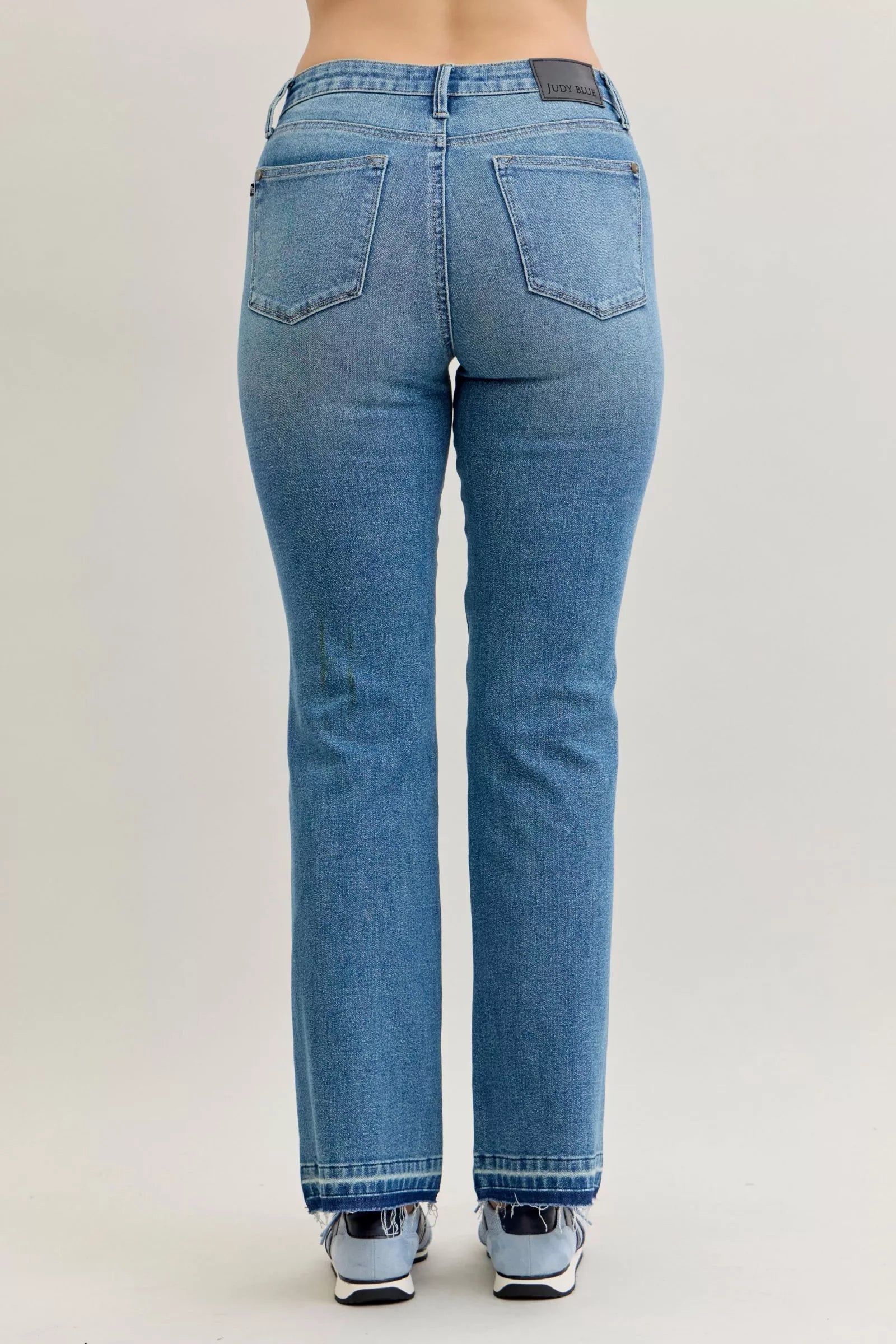 Judy Blue Full Size Mid Rise Slim Bootcut Tummy Control Release Hem Jeans Plus Size | Jeans Daverri Fashions