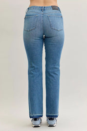 Judy Blue Full Size Mid Rise Slim Bootcut Tummy Control Release Hem Jeans Plus Size | Jeans Daverri Fashions