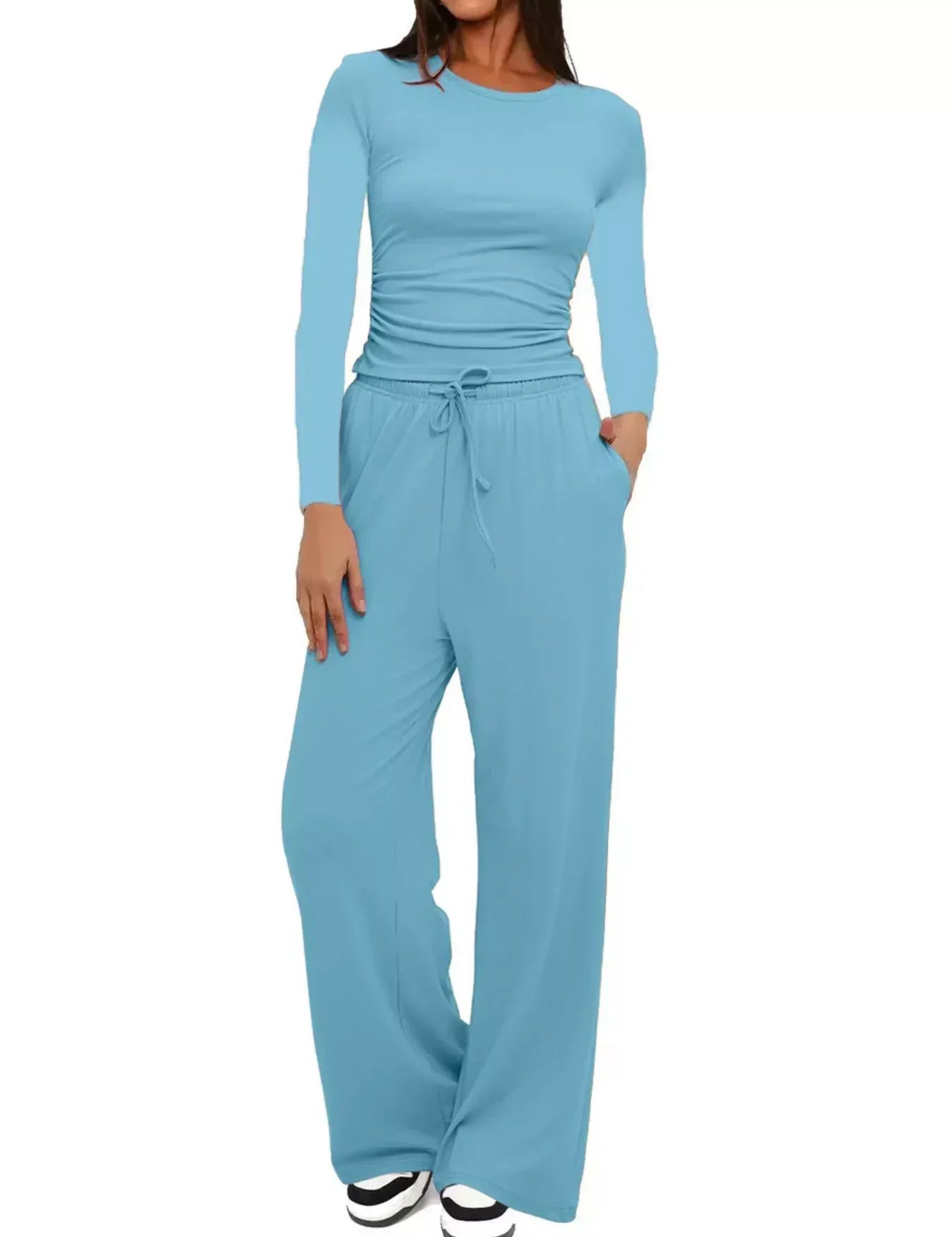 Daverri Fashions Full Size Casual Long Sleeve Top and Pants Set Plus Size - DAVERRI FASHIONS