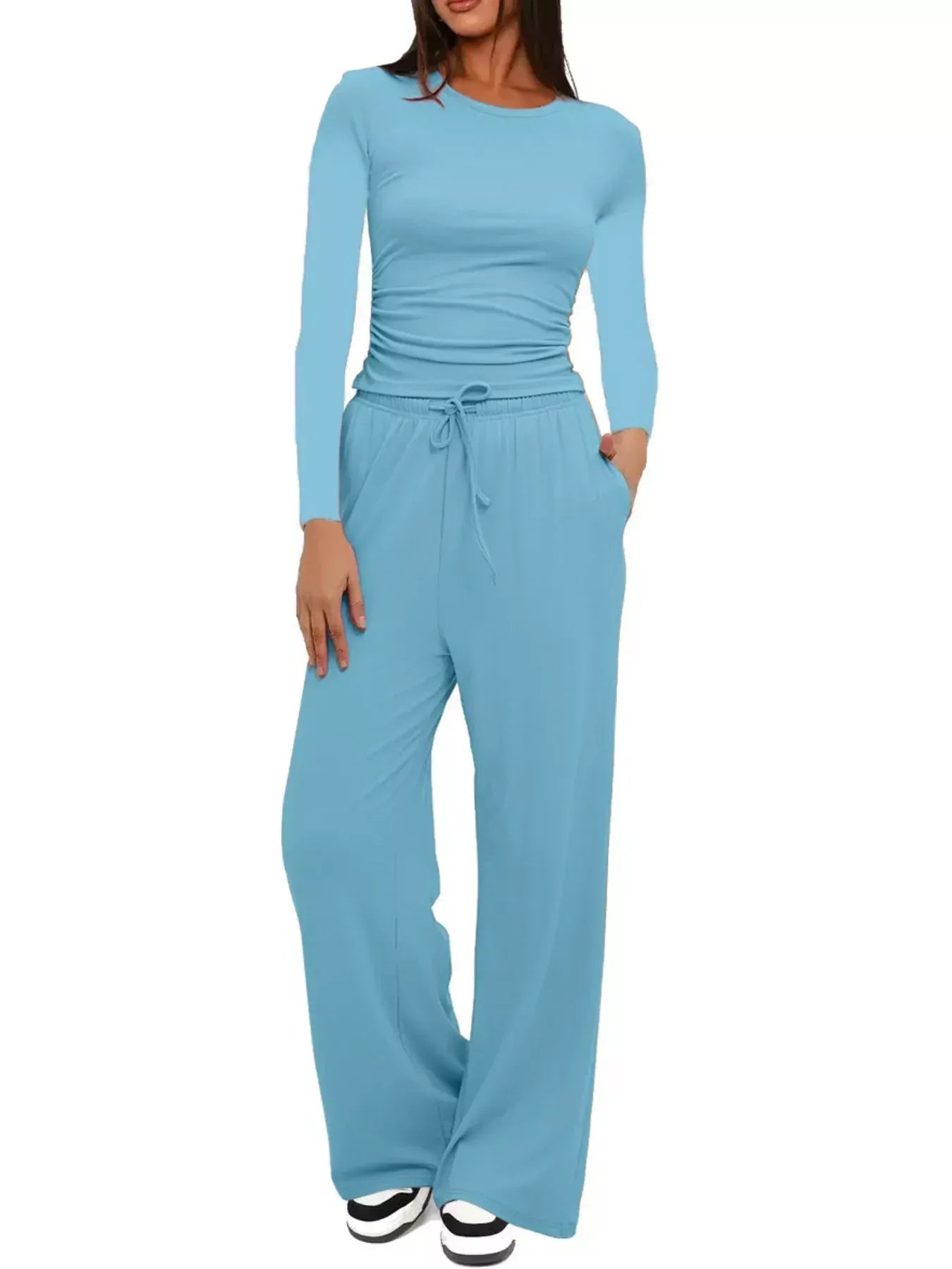 Daverri Fashions Full Size Casual Long Sleeve Top and Pants Set Plus Size - DAVERRI FASHIONS