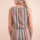 VERY J Crochet Multi Color Striped Casual Summer Romper Rompers
