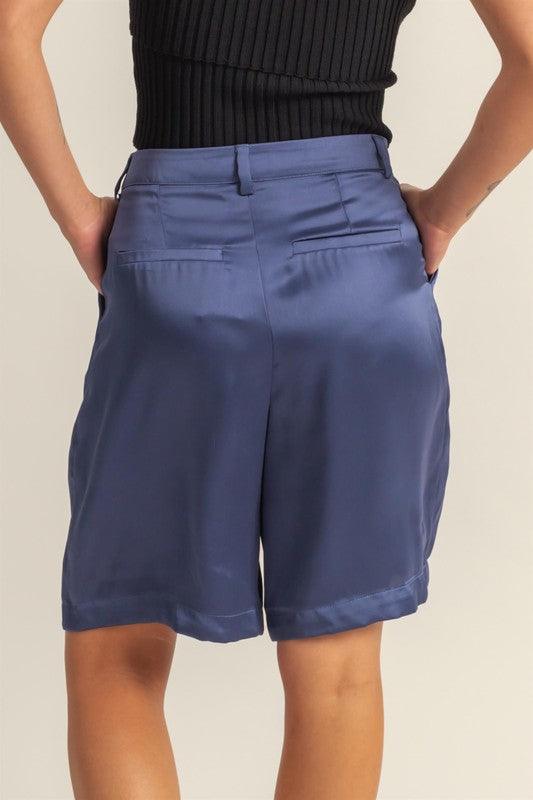 HYFVE High-Waist Pleated Satin Shorts | Shorts Daverri Fashions