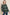 BOMBOM Curved Hem Plaid Round Neck Long Sleeve Top Green