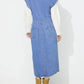 Slit Half Button Collared Neck Cap Sleeve Denim Dress - DAVERRI FASHIONS