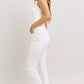 Judy Blue contrast stitching cropped flare jeans white high-rise back view