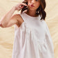SO ME Game Day Color Denim Ruched Sleeveless Top