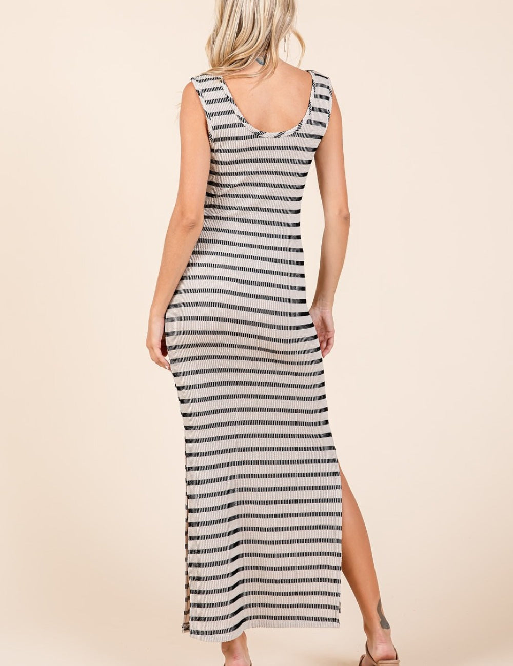 Mittoshop Striped Scoop Neck Sleeveless Maxi Dress