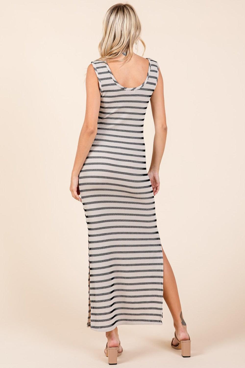 Mittoshop Striped Scoop Neck Sleeveless Maxi Dress - DAVERRI FASHIONS