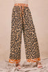BiBi Leopard Print With Contrast Banded Wide Pants LEOPARD RUST Pants