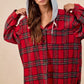 BiBi Brushed Plaid Hooded Jacket - DAVERRI FASHIONS