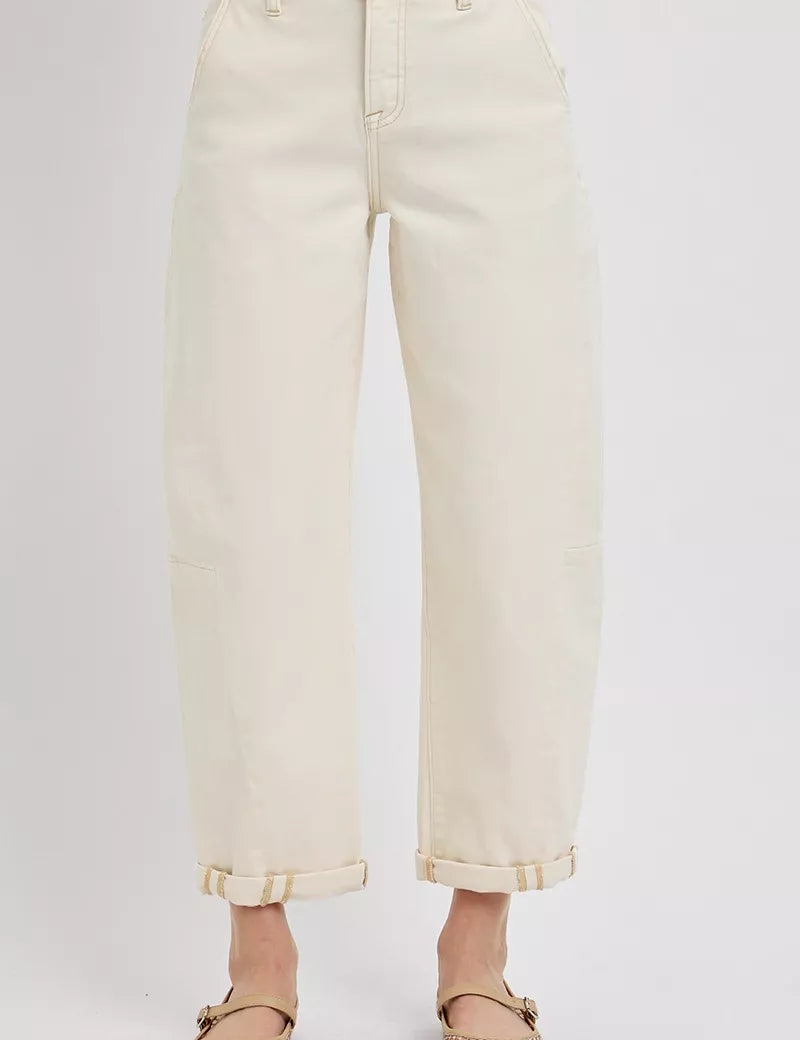 IVORY RISEN High Rise Relaxed Barrel Cuffed Jeans | Jeans Daverri Fashions