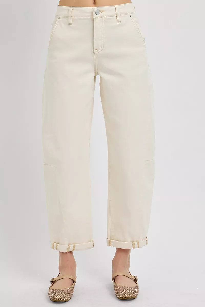 IVORY RISEN High Rise Relaxed Barrel Cuffed Jeans | Jeans Daverri Fashions