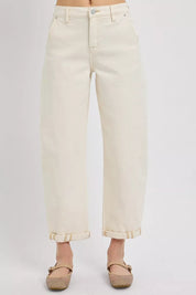 IVORY RISEN High Rise Relaxed Barrel Cuffed Jeans | Jeans Daverri Fashions