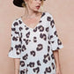 BiBi Leopard Printed V Neck Woven Top with Ruffled - DAVERRI FASHIONS