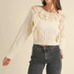 MABLE Ruffled Lace Crochet Sweater - DAVERRI FASHIONS
