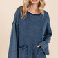 Mineral Wash Patch Pocket Cut Edge Sweater Midnight M Sweaters