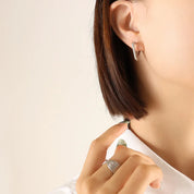 Silver Sharp Triangle One Size Titanium Steel Geometric Huggie Earrings | Earrings Daverri Fashions