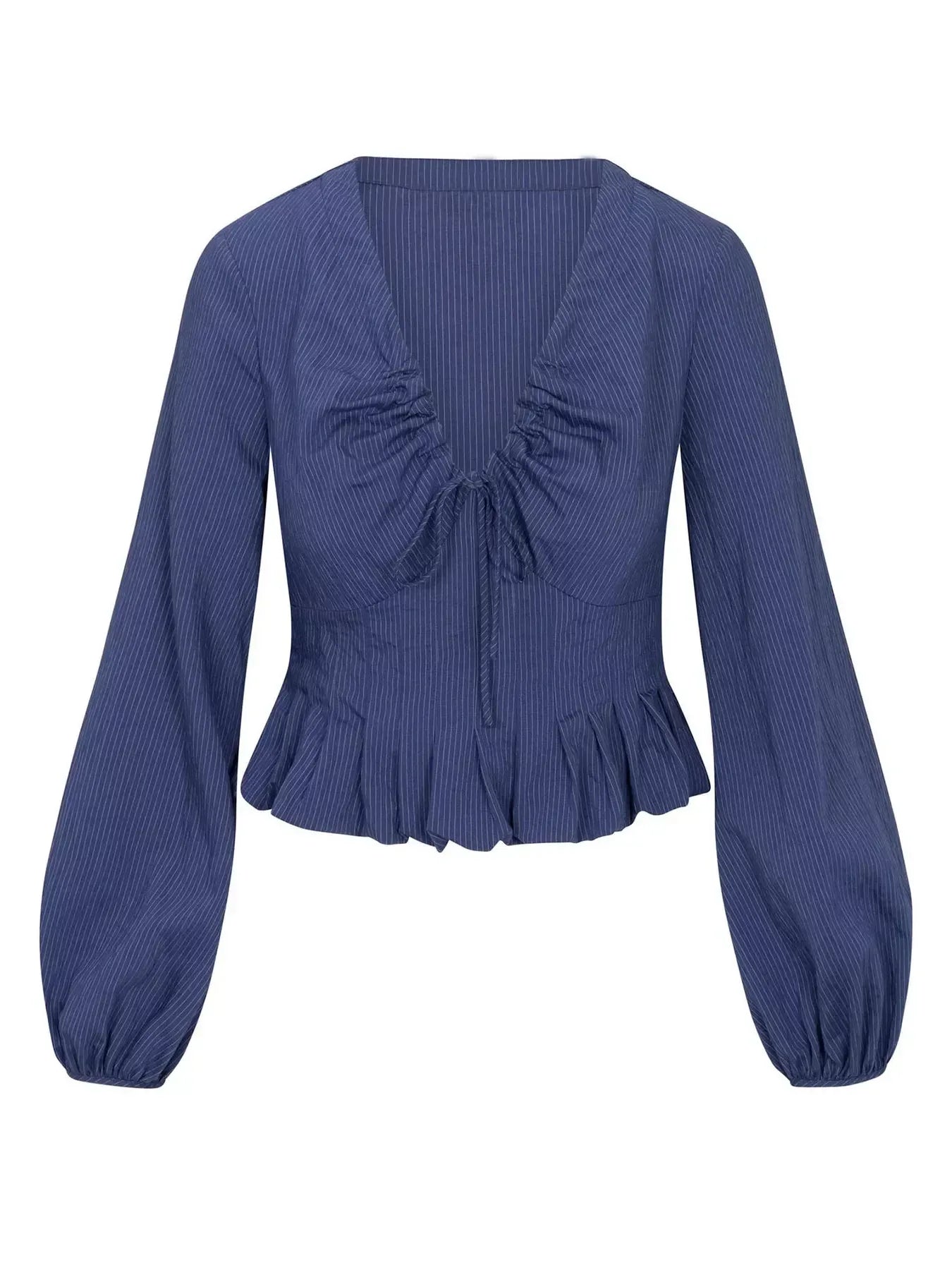 Ruffled Hem Balloon Sleeve Blouse - DAVERRI FASHIONS