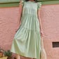 Mittoshop sage green ruffle sleeveless tiered maxi dress