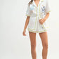 MABLE Embroidered Button Down Shirt and Shorts Set Outfit Sets