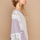 POL Lace Detail V-Neck Flare Sleeve Blouse Blouses