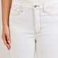 Judy Blue white high-waisted cropped flare jeans with contrast stitching
