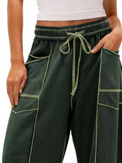 Drawstring Wide Leg Elastic Waist Pants | Pants Daverri Fashions