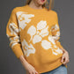 Umgee Floral Long Sleeve Sweater Mustard - DAVERRI FASHIONS