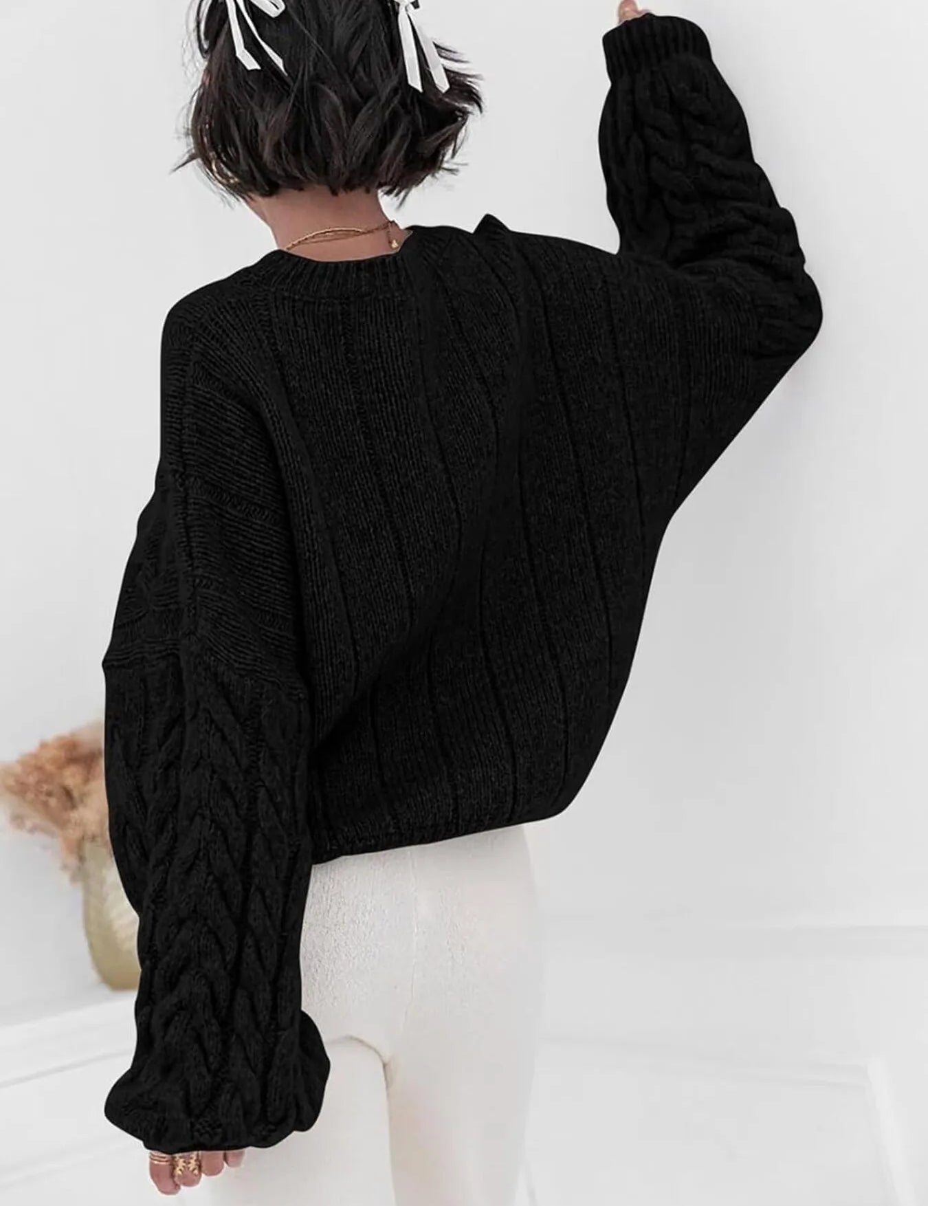Cable Knit Long Sleeve Sweater | Sweaters Daverri Fashions