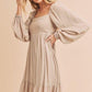 Aemi + Co Ruffled Hem Square Neck Balloon Sleeve Mini Dress Mini Dresses