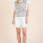 Lime 'N' Chili Ribbed Leopard Print Ruffle Detail Sleeveless Top