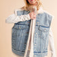 Aemi + Co Denim Patch Sherpa Vest Coat Jackets