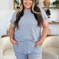 Double Take Full Size Texture Short Sleeve T-Shirt and Drawstring Shorts Set Outfit Sets