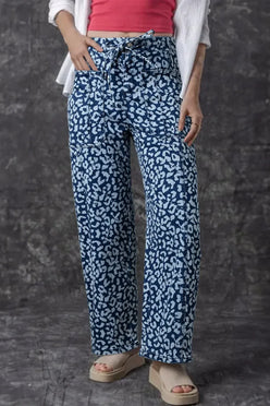 Daverri Fashions Leopard Print Wide Leg Jeans - DAVERRI FASHIONS
