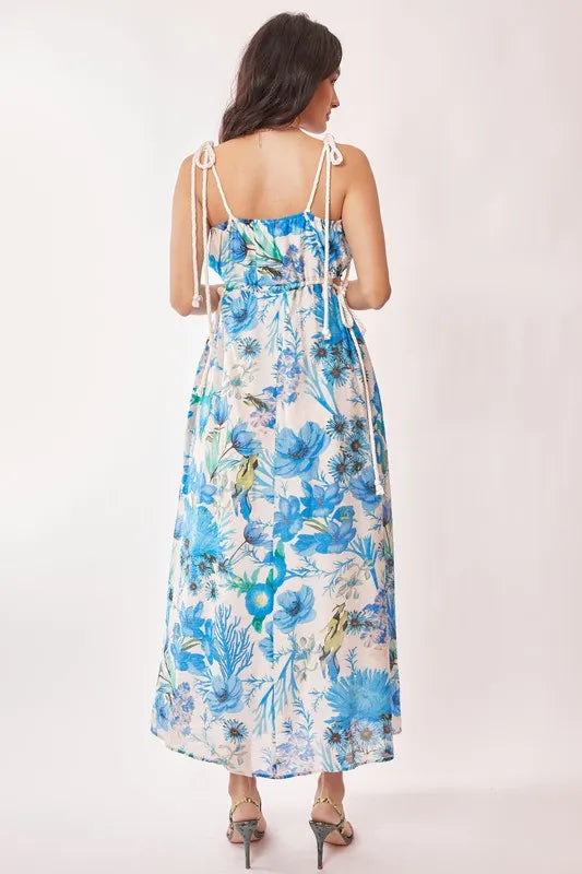 Davi & Dani Tropical Boho Printed Detail Cut Out Maxi Dress Maxi Dresses