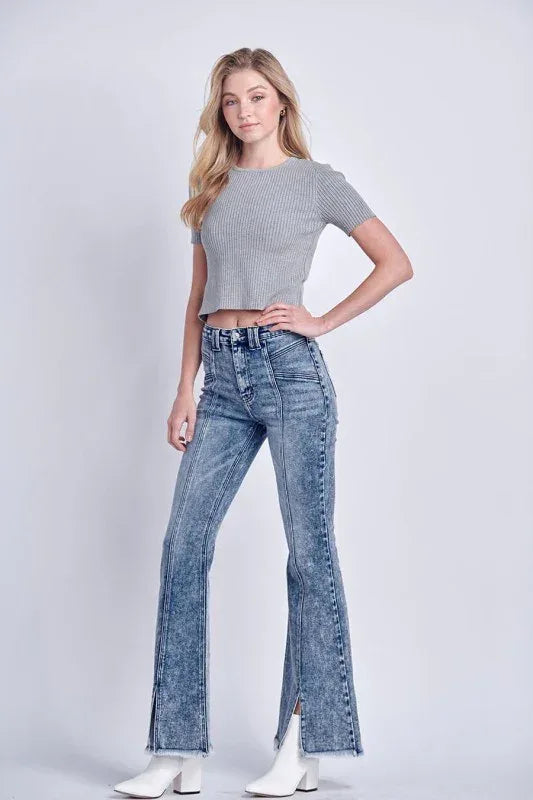 Artemis Vintage High Rise Stretch Flare Jeans - DAVERRI FASHIONS
