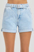 RISEN Full Size High Rise Belted Roll Up Shorts Plus Size LIGHT Shorts