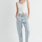 MABLE Pleated Front Detail Straight Jeans Jeans