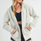 Aemi + Co Contrast Trim Zip Up Hoodie Jacket Heather Bone