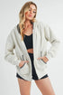 Aemi + Co Contrast Trim Zip Up Hoodie Jacket Heather Bone